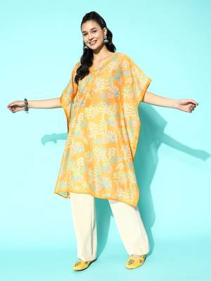 Yellow embroidered silk kurtas-and-kurtis 1