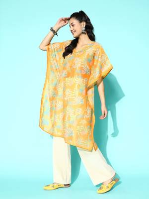 Yellow embroidered silk kurtas-and-kurtis 2