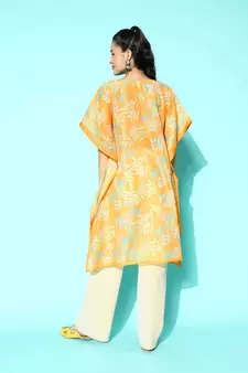 Yellow embroidered silk kurtas-and-kurtis