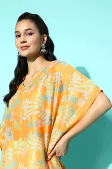 Yellow embroidered silk kurtas-and-kurtis