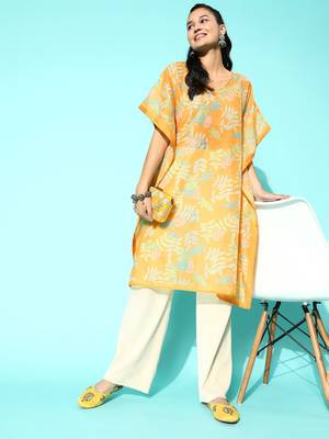 Yellow embroidered silk kurtas-and-kurtis 5