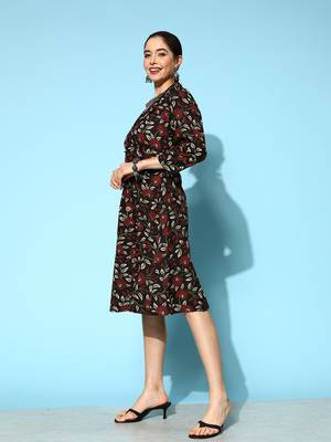 Black printed cotton long-dresses 2