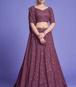 Light-rose embroidered faux georgette semi stitched lehenga
