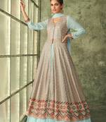 Sky-blue embroidered georgette salwar