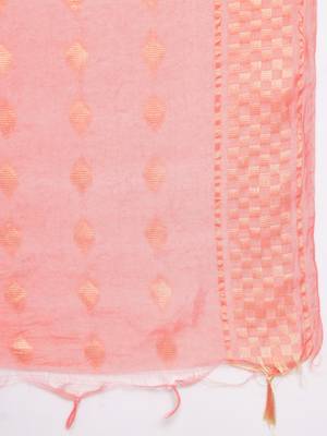 Rani-pink embroidered cotton silk Kurta Pant With Dupatta 4