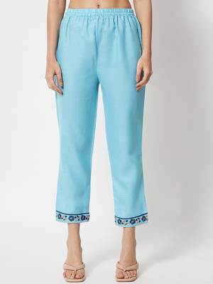 Blue embroidered cotton Kurta Pant With Dupatta 3