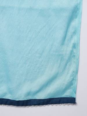 Blue embroidered cotton Kurta Pant With Dupatta 4
