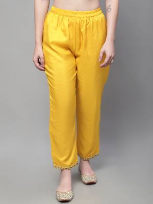 Yellow embroidered silk blend Kurta Pant With Dupatta 3