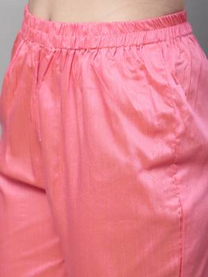 Pink embroidered cotton silk Kurta Pant With Dupatta 3