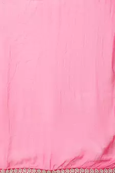 Rani-pink embroidered silk blend Kurta Pant With Dupatta