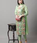 Light-green jacquard cotton silk Kurta Pant With Dupatta