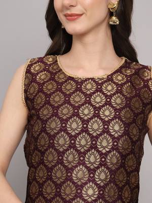 Purple jacquard cotton silk Kurta Pant With Dupatta 2