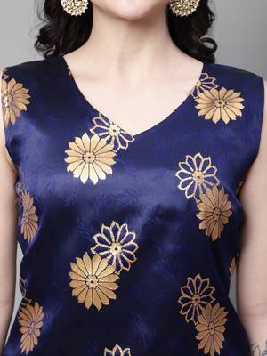 Navy-blue jacquard cotton silk Kurta Pant With Dupatta 2