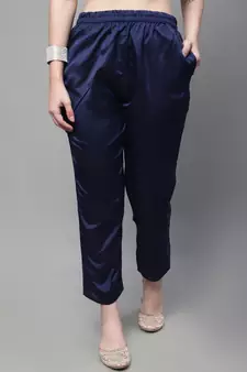 Navy-blue jacquard cotton silk Kurta Pant With Dupatta