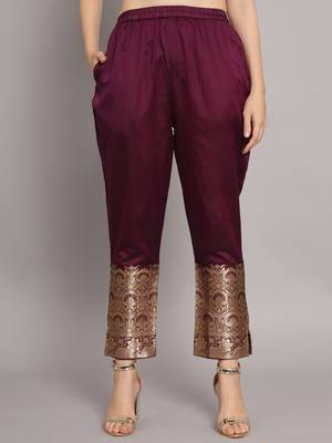 Purple jacquard cotton silk Kurta Pant With Dupatta 3