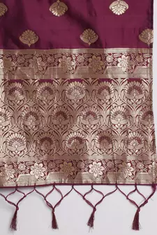 Purple jacquard cotton silk Kurta Pant With Dupatta