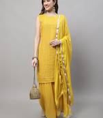 Yellow embroidered georgette salwar