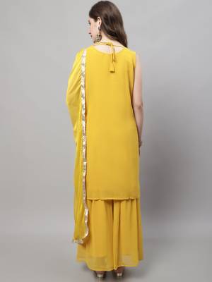 Yellow embroidered georgette salwar 2