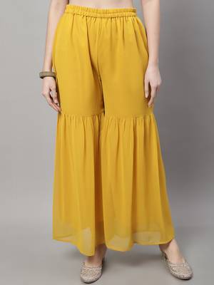 Yellow embroidered georgette salwar 4