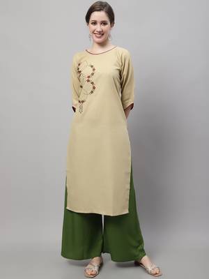 Beige jacquard cotton silk Kurta Pant With Dupatta 2