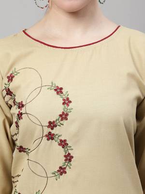 Beige jacquard cotton silk Kurta Pant With Dupatta 3