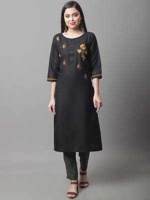 Black jacquard cotton silk Kurta Pant With Dupatta 2