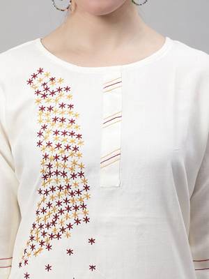White jacquard cotton silk Kurta Pant With Dupatta 3