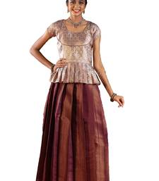 Shivangi Girls Brown Fish Tail Pattu Pavadai | Langa