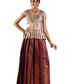 Shivangi Girls Brown Fish Tail Pattu Pavadai | Langa