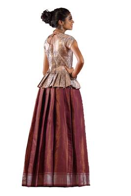 Shivangi Girls Brown Fish Tail Pattu Pavadai | Langa 2