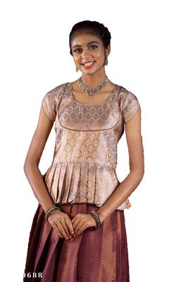 Shivangi Girls Brown Fish Tail Pattu Pavadai | Langa 3