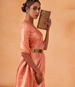 Orange Color Faux Kanchipuram Blend Silk Sarees Online