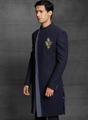 Blue embroidered cotton indo-western-dresses 2