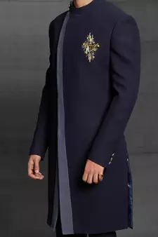 Blue embroidered cotton indo-western-dresses