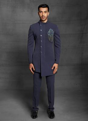 Grey embroidered cotton indo-western-dresses 1