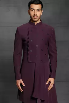 Maroon embroidered cotton indo-western-dresses