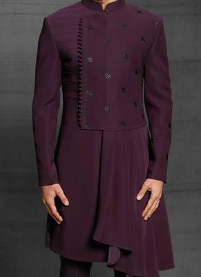 Maroon embroidered cotton indo-western-dresses 3