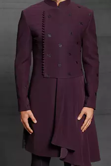 Maroon embroidered cotton indo-western-dresses