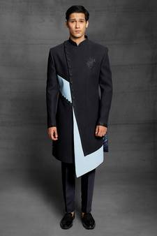 Black embroidered cotton indo-western-dresses