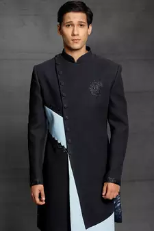 Black embroidered cotton indo-western-dresses