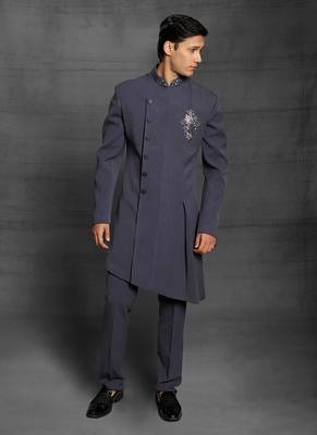 Grey embroidered cotton indo-western-dresses 1