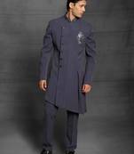 Grey embroidered cotton indo-western-dresses