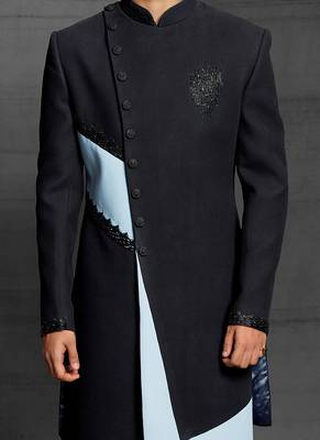 Black embroidered cotton indo-western-dresses 3