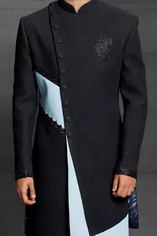 Black embroidered cotton indo-western-dresses