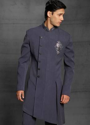 Grey embroidered cotton indo-western-dresses 2