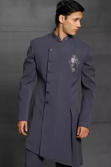 Grey embroidered cotton indo-western-dresses