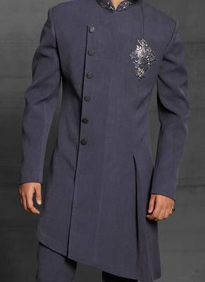 Grey embroidered cotton indo-western-dresses 3