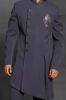 Grey embroidered cotton indo-western-dresses