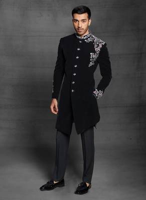 Black embroidered velvet indo-western-dresses 1