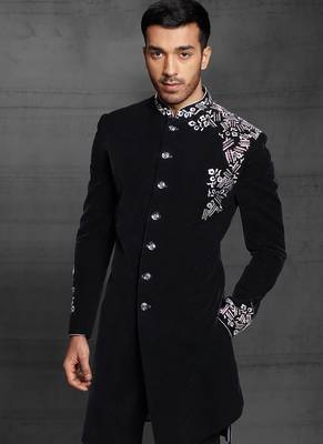 Black embroidered velvet indo-western-dresses 2